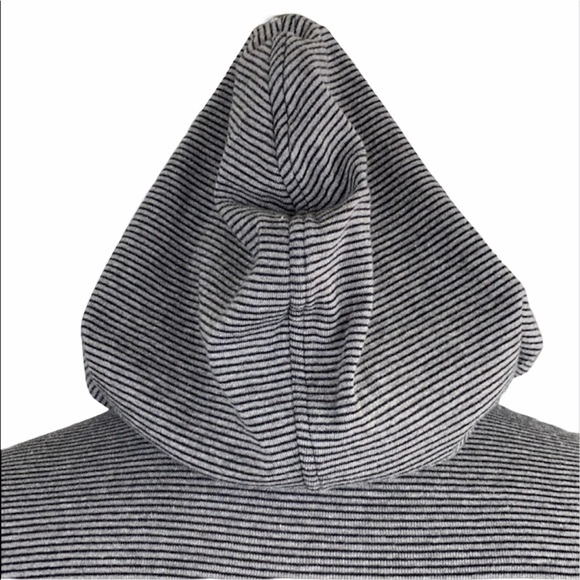 Chico’s Design Gray and Black Striped Casual Hooded Jacket - Picture 9 of 15